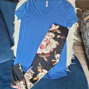 LuLaRoe Royal Blue Christy T SET with leggings
